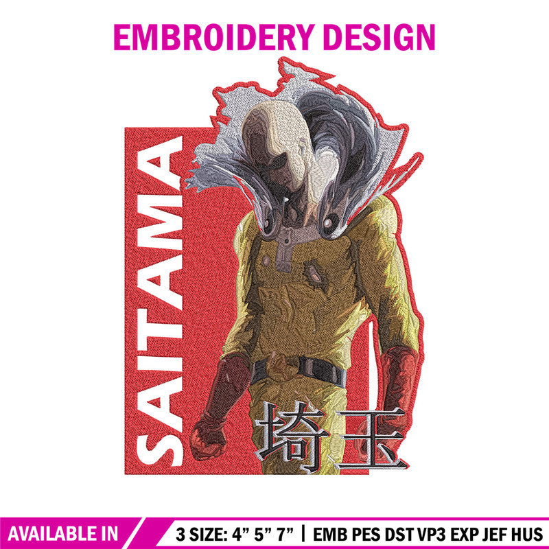Saitama poster Embroidery Design, One punch man Embroidery, Embroidery File, Anime Embroidery, Anime shirt..jpg