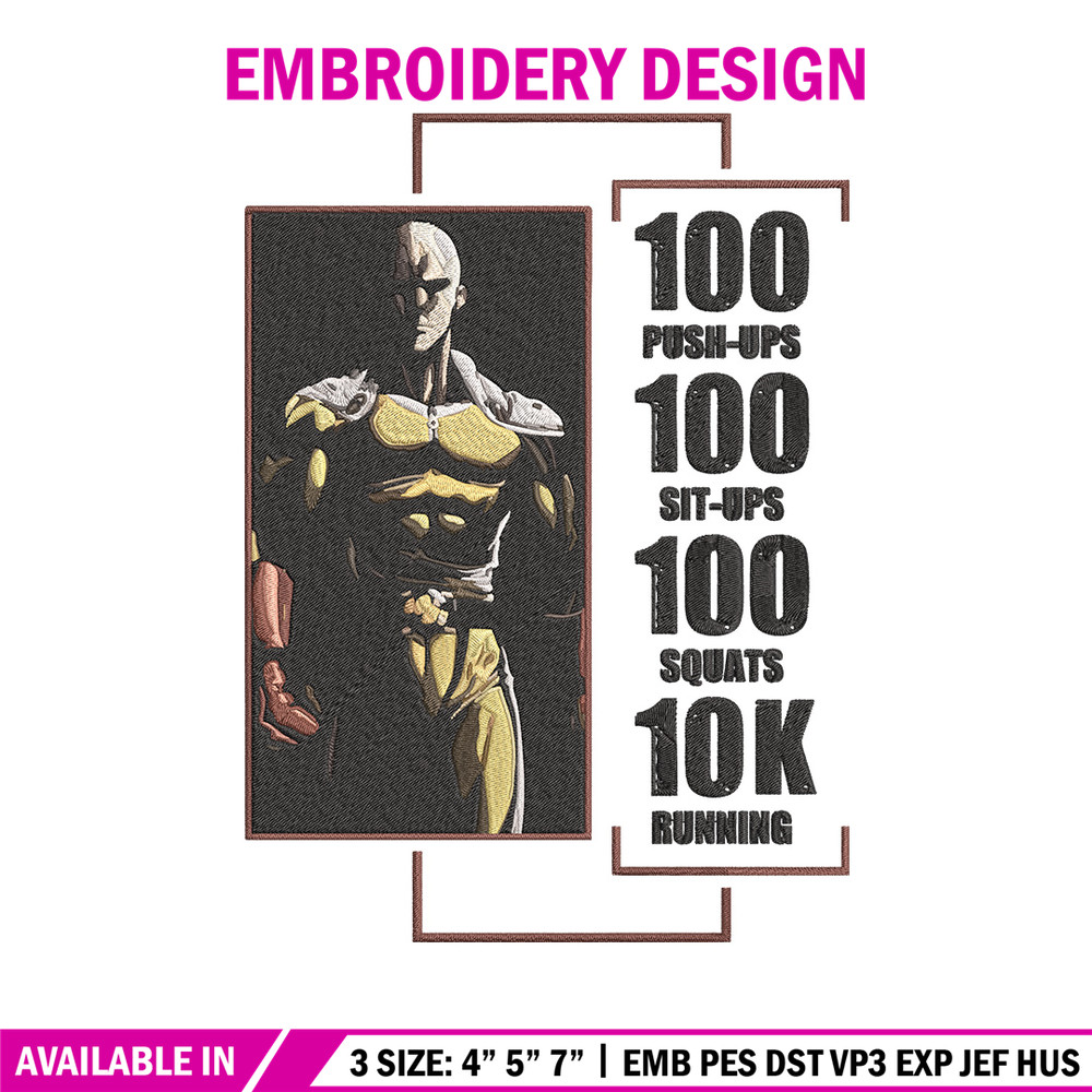 Saitama poster Embroidery Design, One punch man Embroidery,Embroidery File,Anime Embroidery,Anime shirt,Digital download.jpg