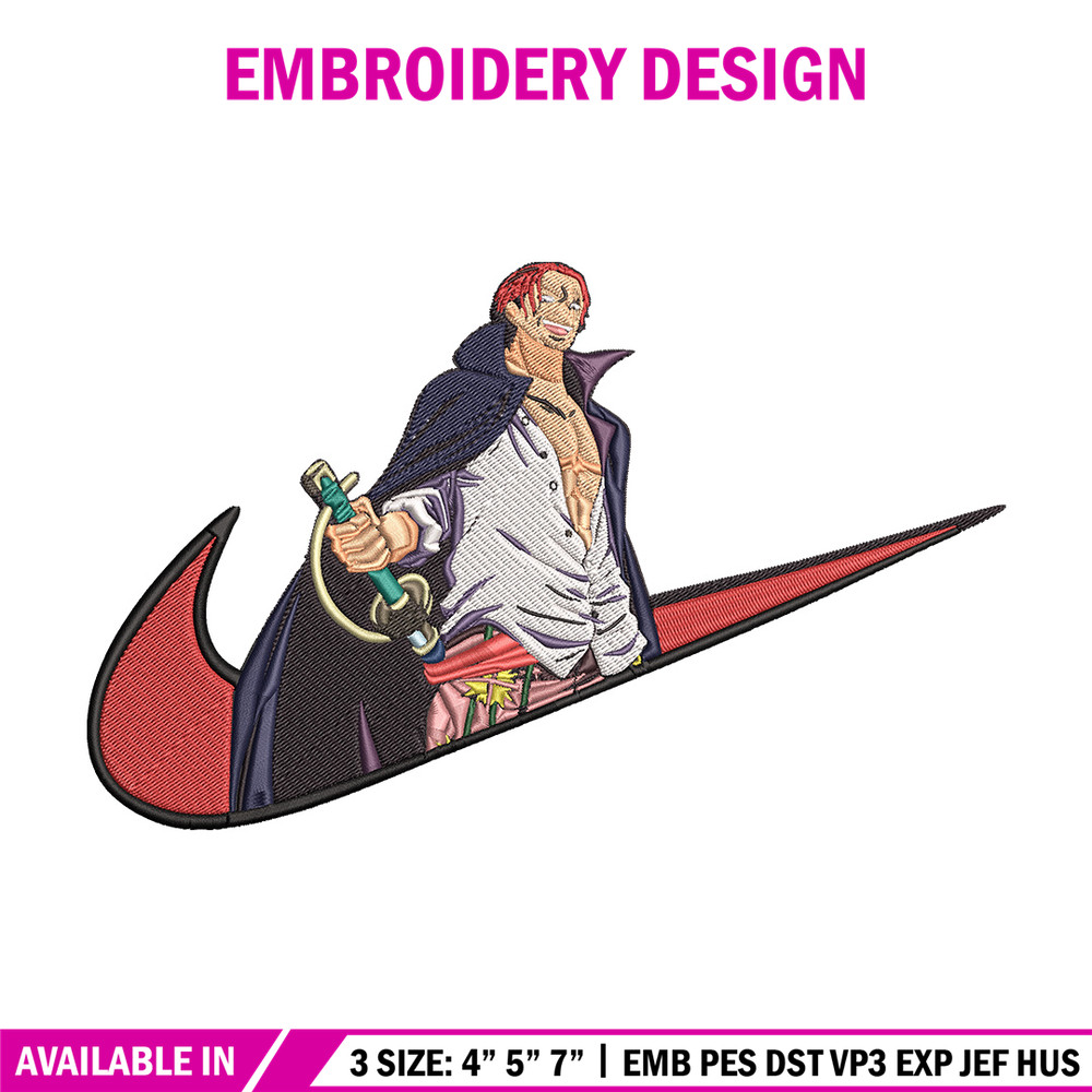 Shanks x nike Embroidery Design, One piece Embroidery, Embroidery File, Nike Embroidery, Anime shirt, Digital download.jpg