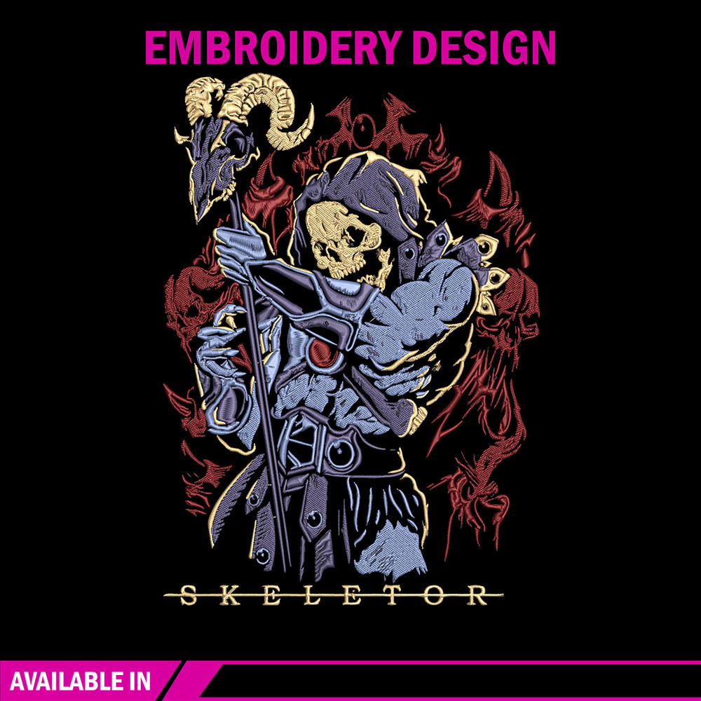 Skeletor Embroidery Design, He man Embroidery, Embroidery File, Anime Embroidery, Anime shirt, Digital download.jpg