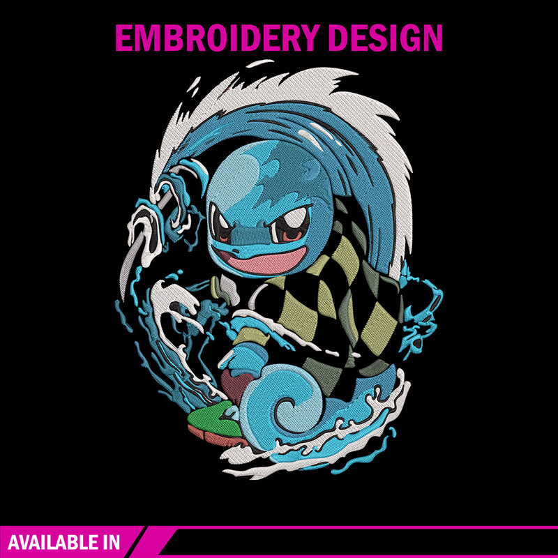 Tanjiro x Squirtle Embroidery Design, Pokemon Embroidery, Embroidery File, Anime Embroidery,Anime shirt,Digital download.jpg