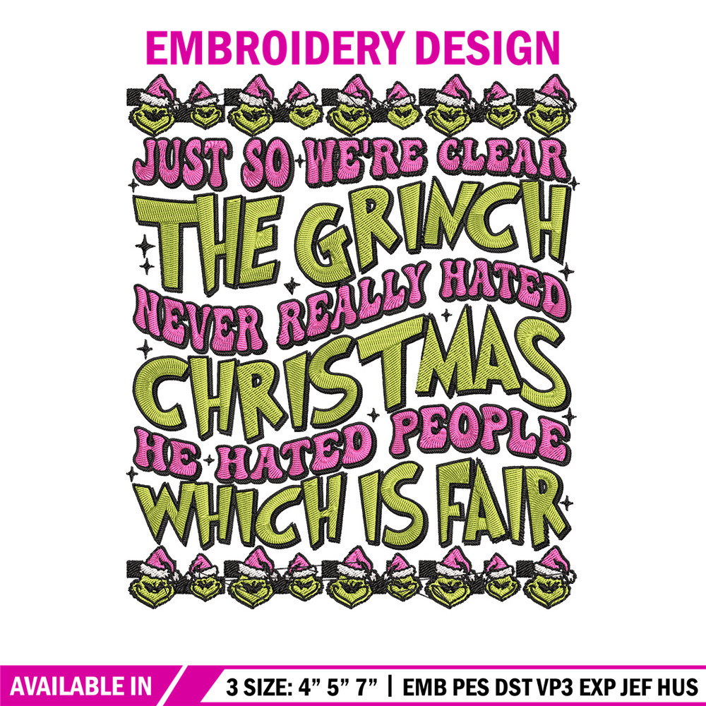 The grinch Embroidery Design, Grinch Embroidery, Embroidery File, Chrismas Embroidery, Anime shirt, Digital download.jpg