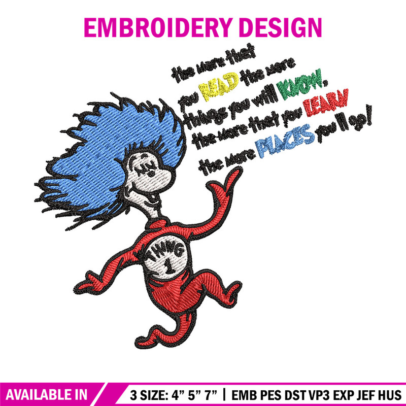 Thing One Embroidery Design, Dr seuss Embroidery, Embroidery File, logo shirt, Embroidery design, Digital download..jpg