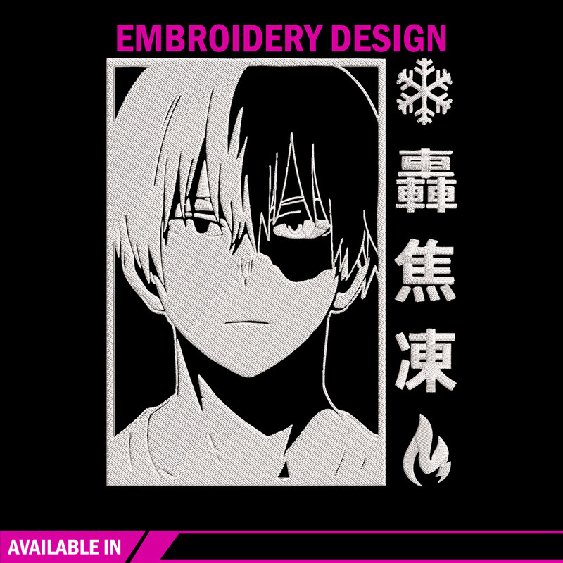 Todoroki Shouto Embroidery Design, Mha Embroidery, Embroidery File, Anime Embroidery, Anime shirt,Digital download..jpg