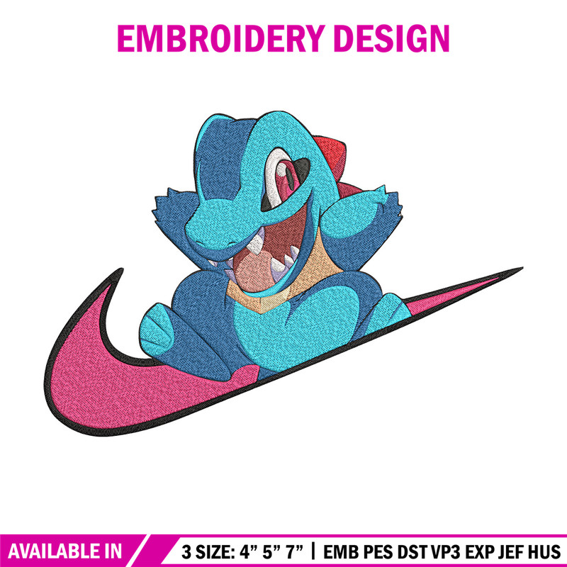 Totodile x nike Embroidery Design, Pokemon Embroidery, Embroidery File, Nike Embroidery, Anime shirt, Digital download.jpg
