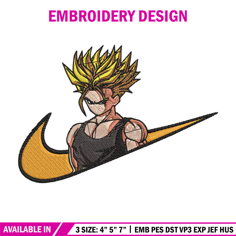 Trunks x nike Embroidery Design, Dragonball Embroidery, Embroidery File, Nike Embroidery, Anime shirt, Digital download.jpg