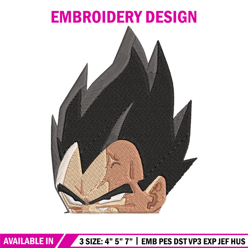 Vegeta peeker Embroidery Design, Dragonball Embroidery, Embroidery File, Anime Embroidery, Anime shirt, Digital download.jpg