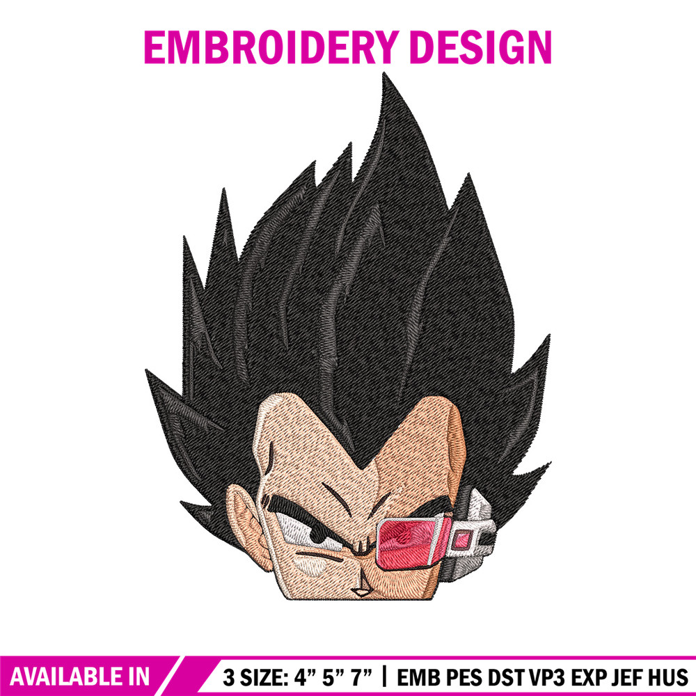 Vegeta peeker Embroidery Design, Dragonball Embroidery, Embroidery File, Anime Embroidery, Anime shirt,Digital download..jpg