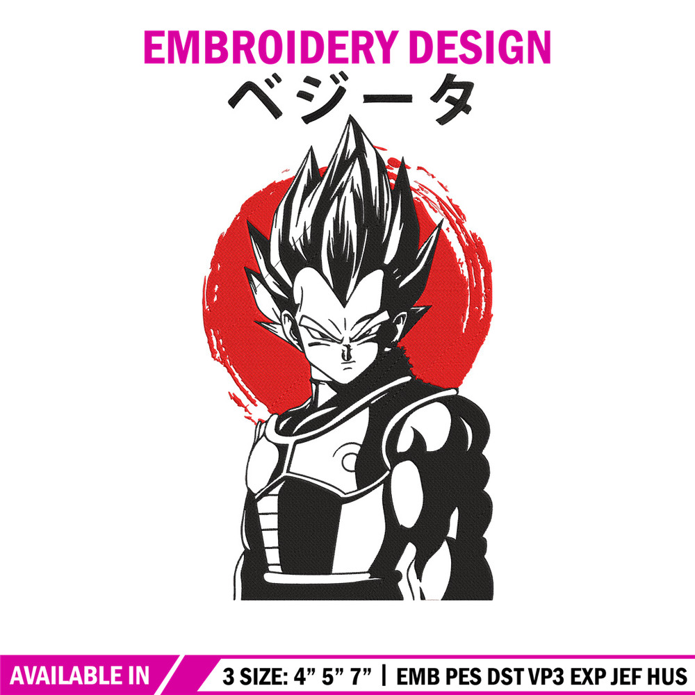 Vegeta poster Embroidery Design, Dragonball Embroidery,Embroidery File, Anime Embroidery, Anime shirt, Digital download.jpg