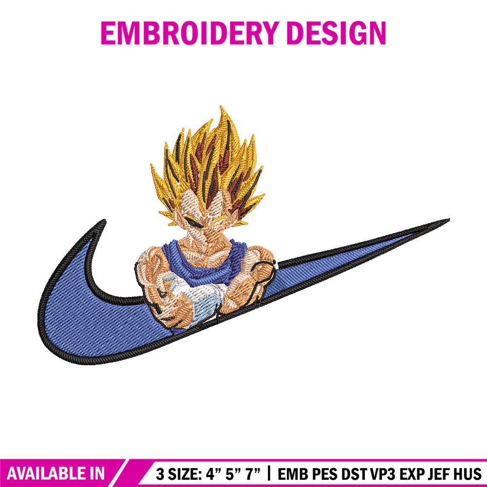 Vegeta ssj Embroidery Design, Dragonball Embroidery, Embroidery File, Nike Embroidery, Anime shirt, Digital download.jpg