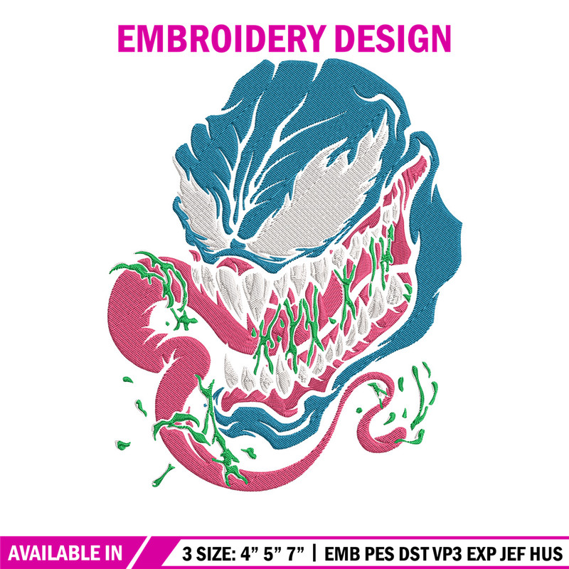 Venom face Embroidery Design, Venom Embroidery, Embroidery File, Anime Embroidery, Anime shirt, Digital download.jpg