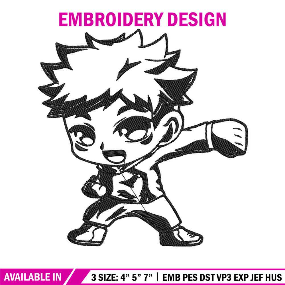 Yuji chibi Embroidery Design, Jujutsu Embroidery, Embroidery File,Anime Embroidery, Anime shirt, Digital download.jpg