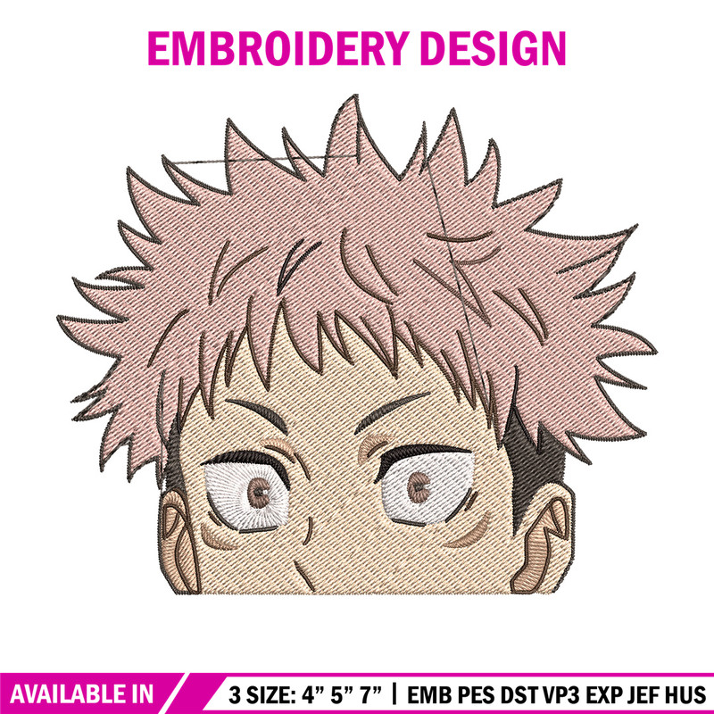 Yuji Peeker Embroidery Design, Jujutsu Embroidery, Embroidery File, Anime Embroidery, Anime shirt, Digital download..jpg