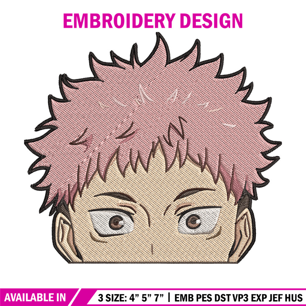 Yuji Peeker Embroidery Design, Jujutsu Embroidery, Embroidery File, Anime Embroidery, Anime shirt, Digital download.jpg