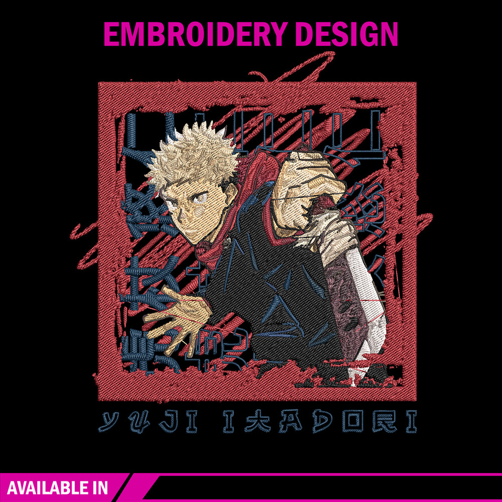Yuji poster Embroidery Design, Jujutsu Embroidery, Embroidery File, Anime Embroidery, Anime shirt, Digital download..jpg