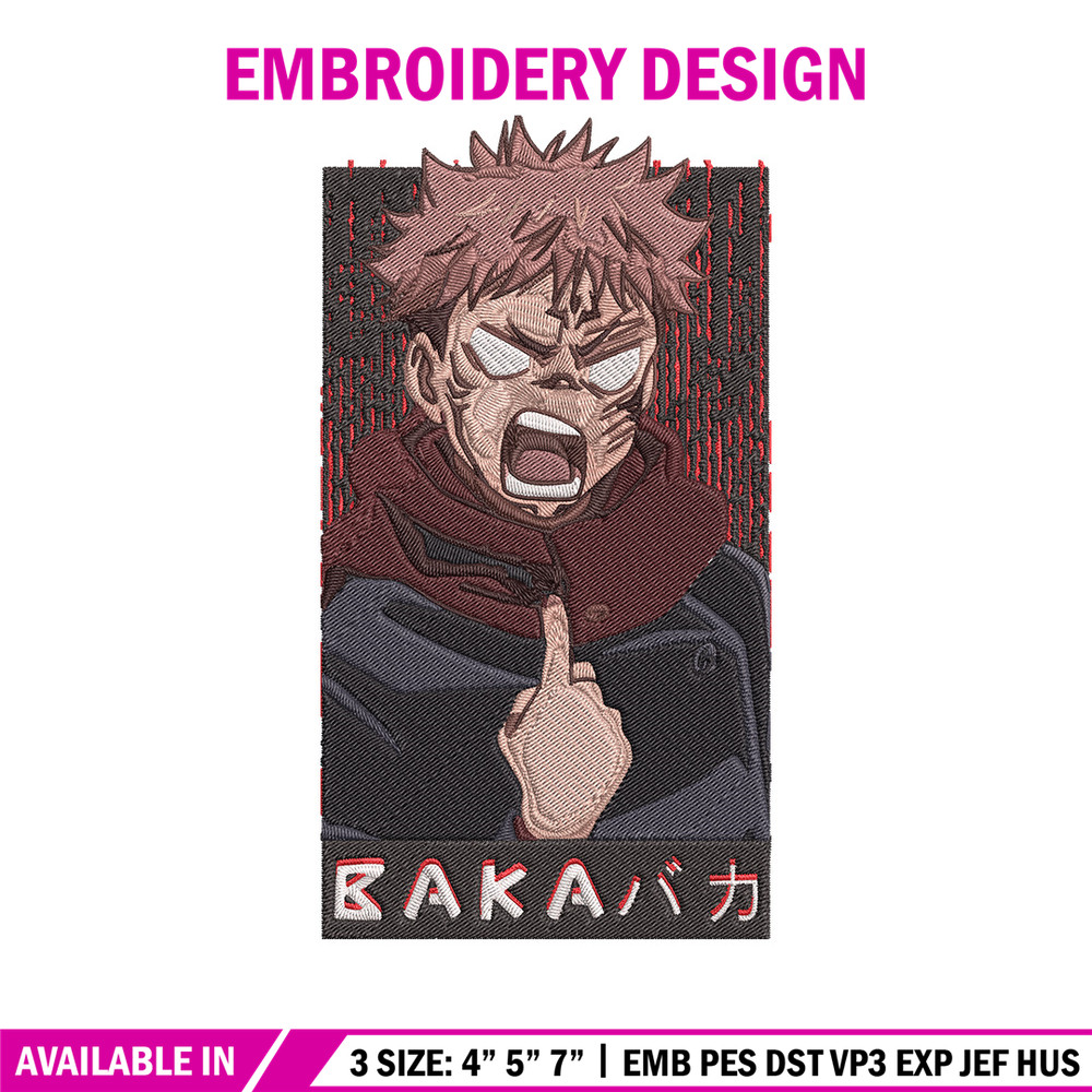 Yuji poster Embroidery Design, Jujutsu Embroidery, Embroidery File, Anime Embroidery, Anime shirt,Digital download..jpg
