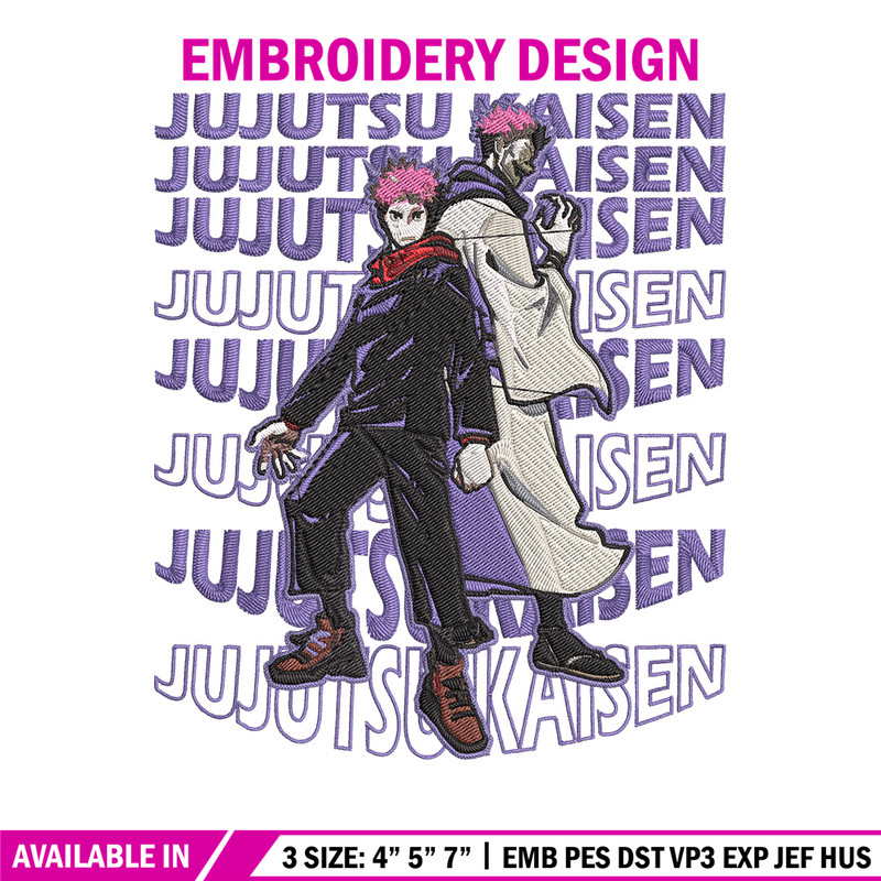 Yuji x sukuna Embroidery Design, Jujutsu Embroidery, Embroidery File, Anime Embroidery, Anime shirt, Digital download.jpg