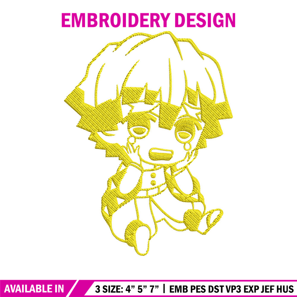 Zenitsu chibi Embroidery Design, Demon slayer Embroidery, Embroidery File, Anime Embroidery, Digital download.jpg