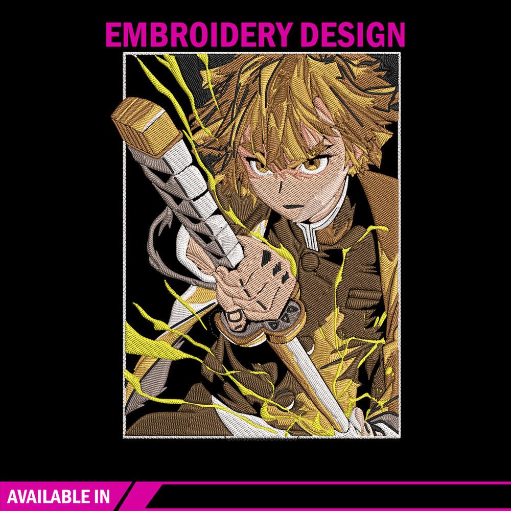 Zenitsu Poster Embroidery Design, Demon slayer Embroidery, Embroidery File, Anime Embroidery, Digital download..jpg