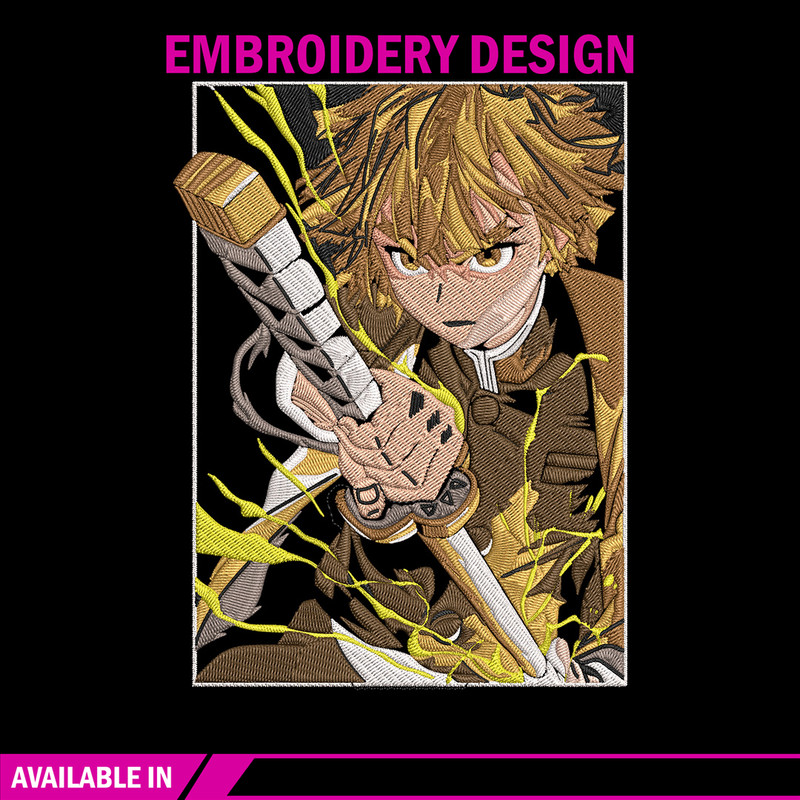 Zenitsu Poster Embroidery Design, Demon slayer Embroidery, Embroidery File, Anime Embroidery, Digital download..jpg