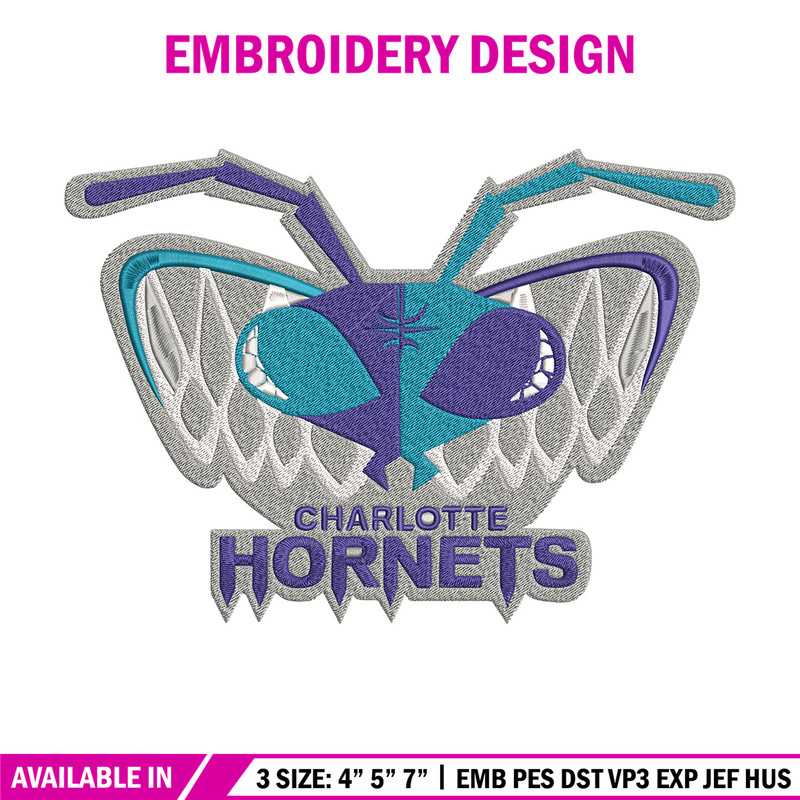 Charlotte Hornets Logo embroidery design, NBA embroidery, Sport embroidery, Embroidery design, Logo sport embroidery.jpg