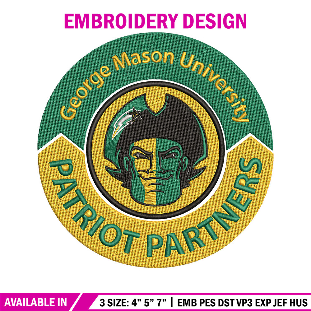George Mason logo embroidery design,NCAA embroidery, Sport embroidery,logo sport embroidery,Embroidery design.jpg
