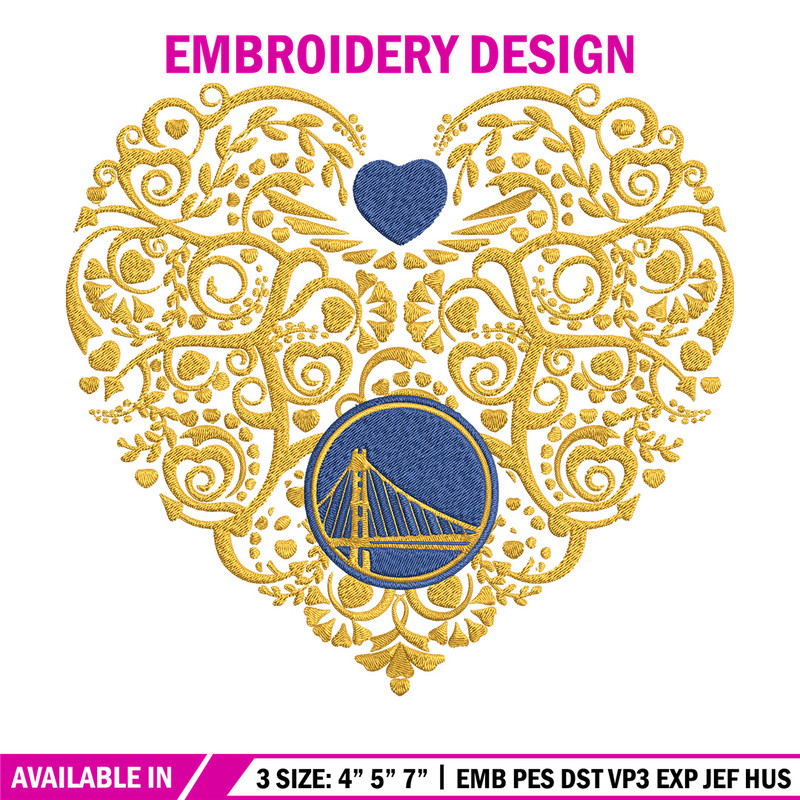 Golden State Warriors heart embroidery design, NBA embroidery,Sport embroidery, Embroidery design,Logo sport embroidery.jpg