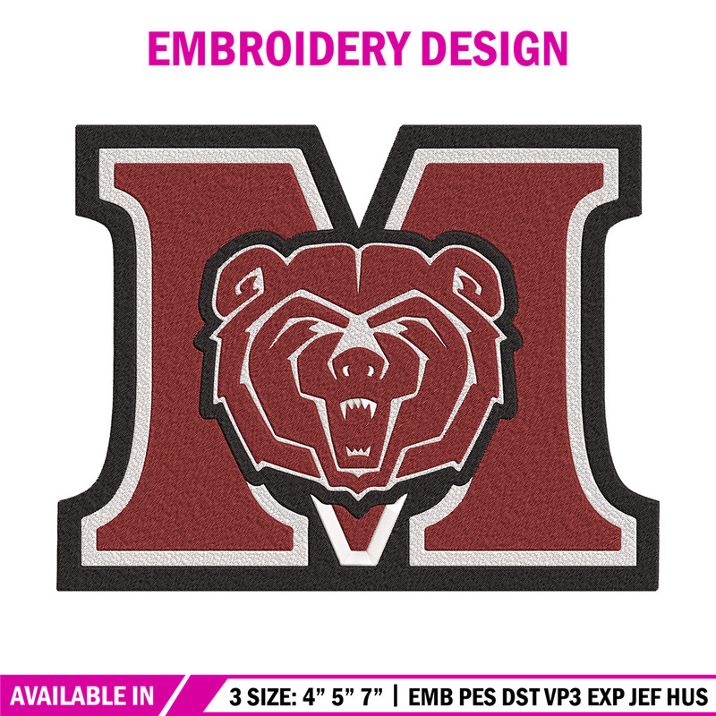 Missouri State logo embroidery design, MLB embroidery, Embroidery design, Logo sport embroidery, Sport embroidery.jpg