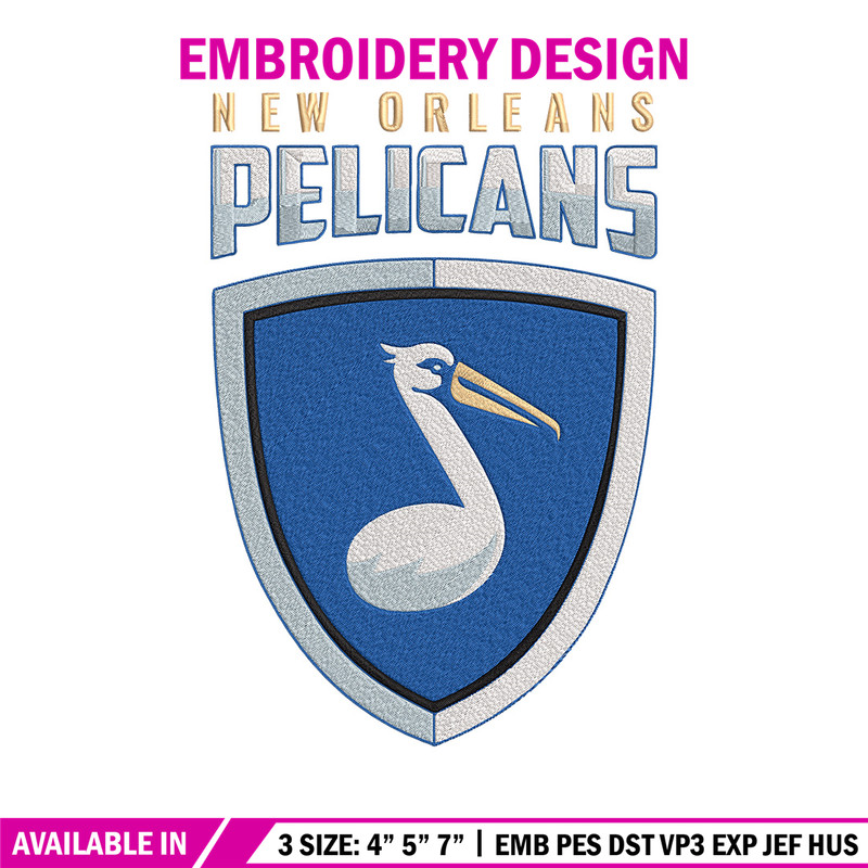 Orleans Pelicans logo embroidery design, NBA embroidery, Sport embroidery,Embroidery design, Logo sport embroidery.jpg