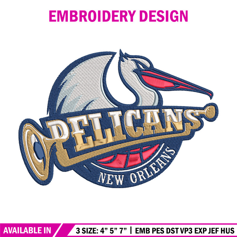 Orleans Pelicans logo embroidery design,NBA embroidery,Sport embroidery, Embroidery design, Logo sport embroidery.jpg