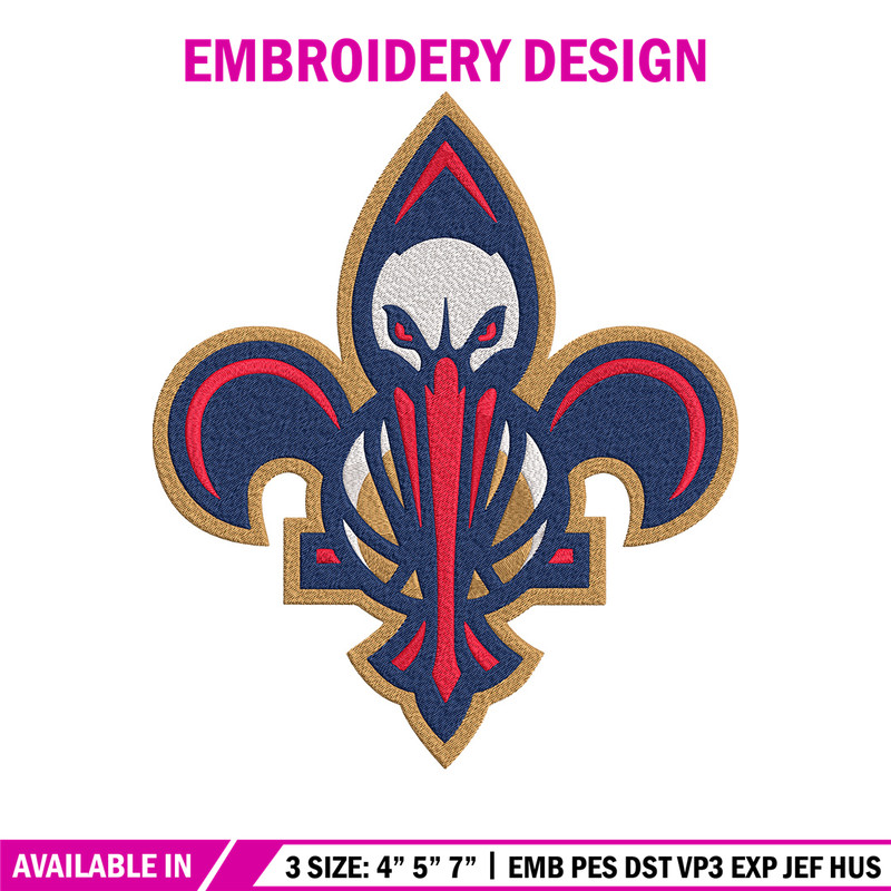 Orleans Pelicans mascot embroidery design,NBA embroidery, Sport embroidery, Embroidery design, Logo sport embroidery.jpg