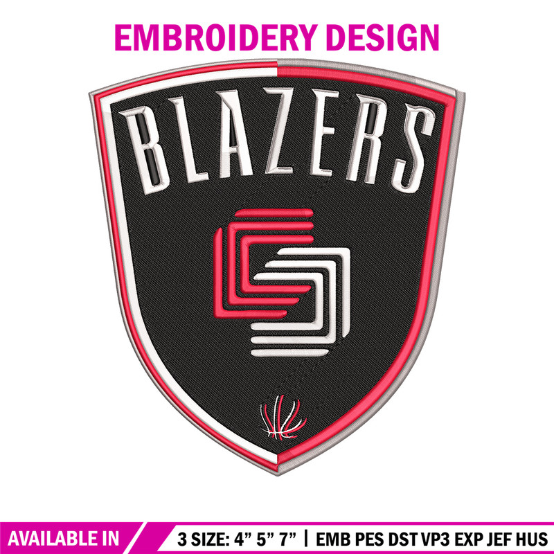 Portland Trail Blazers no 1 embroidery design,NBA embroidery,Sport embroidery,Embroidery design, Logo sport embroidery.jpg
