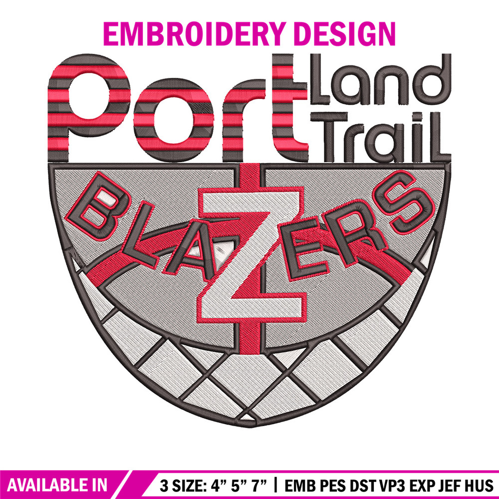 Portland Trail Blazers no 1 embroidery design,NBA embroidery,Sport embroidery,Embroidery design,Logo sport embroidery.jpg