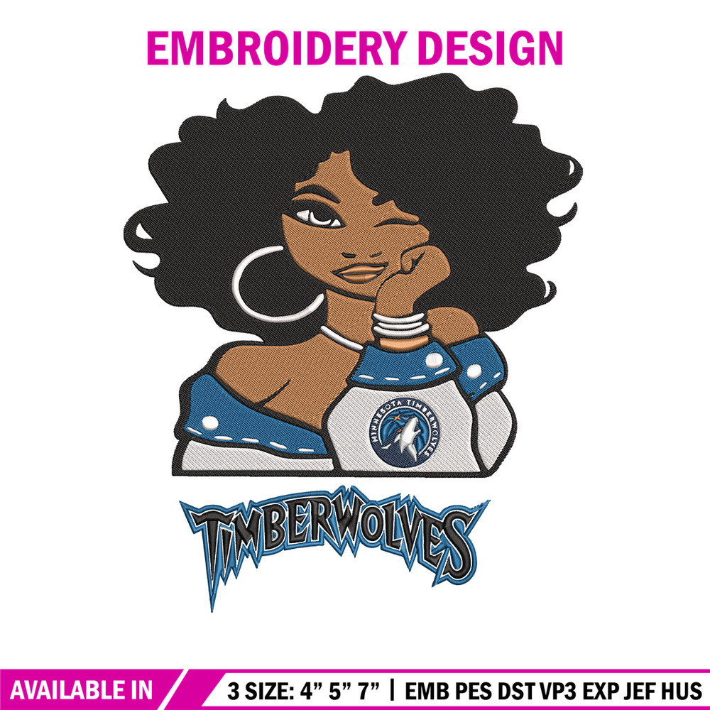 Timberwolves girl embroidery design, NBA embroidery, Sport embroidery, Embroidery design,Logo sport embroidery.jpg