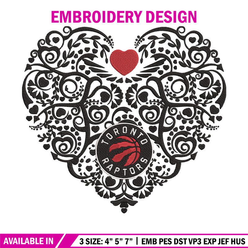 Toronto Raptors heart embroidery design, NBA embroidery, Sport embroidery,Embroidery design, Logo sport embroidery..jpg
