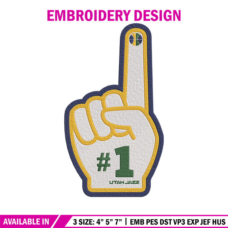 Utah Jazz no 1 embroidery design, NBA embroidery, Sport embroidery, Embroidery design, Logo sport embroidery.jpg