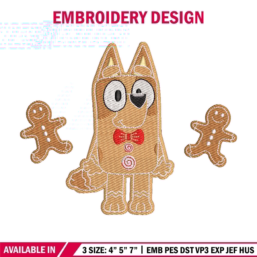 Gingerbread Bluey embroidery design, Bluey embroidery, Chrismas design,Embroidery file,Embroidery shirt,Digital download.jpg