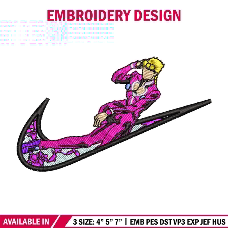 Giorno giovanna nike embroidery design, Giorno giovanna embroidery, Nike design, Embroidery file, digital download..jpg