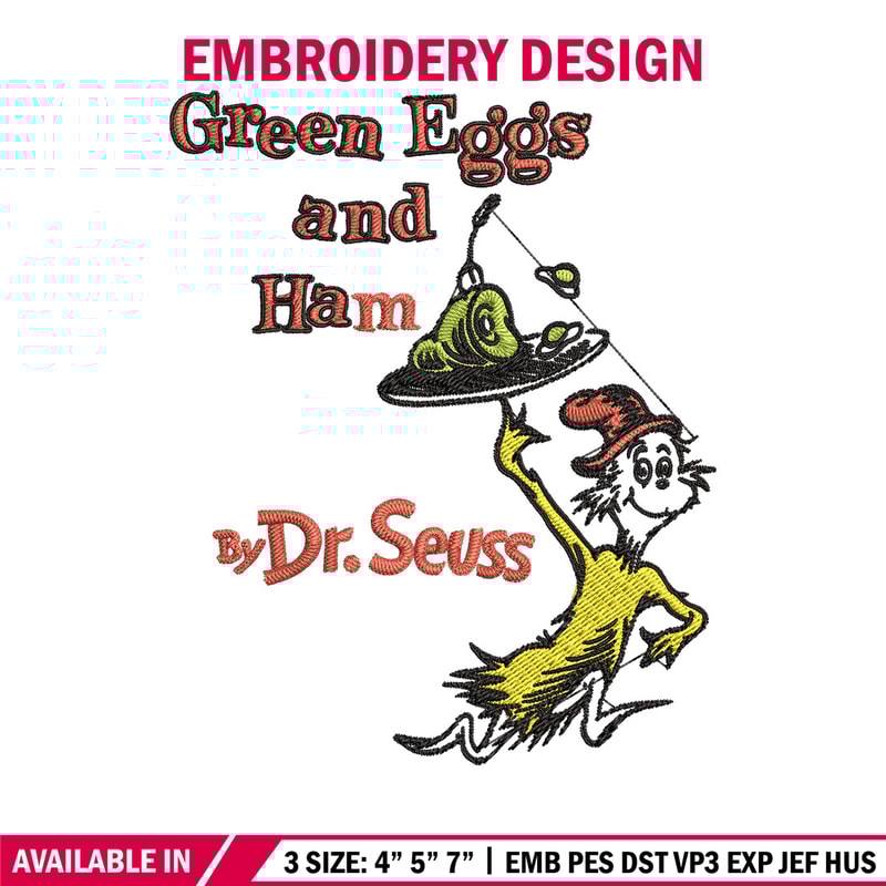 Green eggs and ham buy Dr. Seuss Embroidery Design, Dr Seuss Embroidery, Embroidery File, Digital download..jpg
