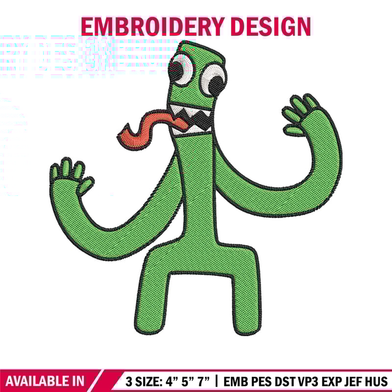 Green Rainbow Embroidery Design, Rainbow Friends Embroidery, Embroidery File, Anime Embroidery, Digital download..jpg