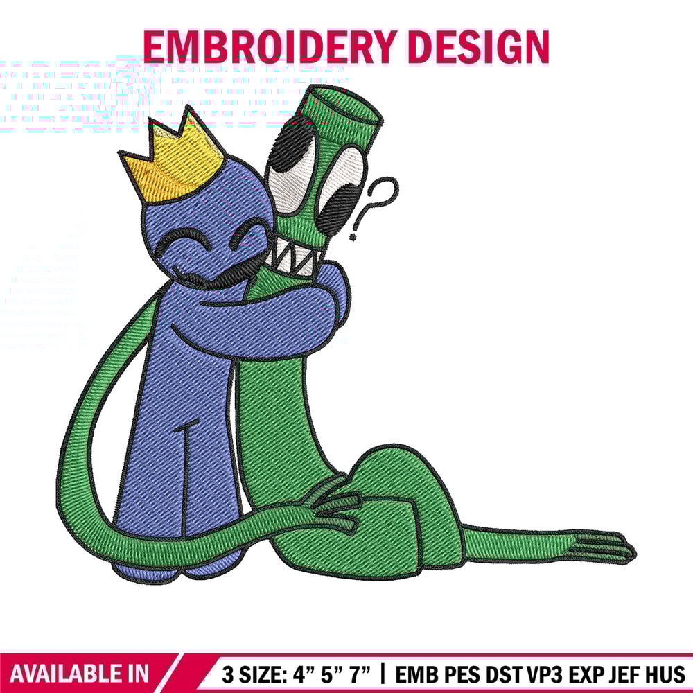 Green x blue Rainbow Embroidery Design, Rainbow Friends Embroidery, Embroidery File, Anime Embroidery, Digital download.jpg