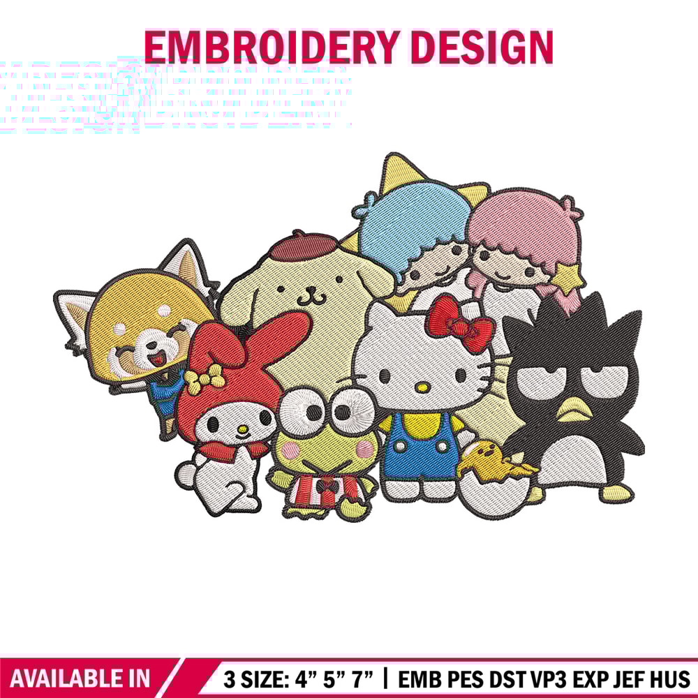 Hello Kitty friends Embroidery Design, Hello kitty Embroidery, Embroidery File, Anime Embroidery, Digital download.jpg