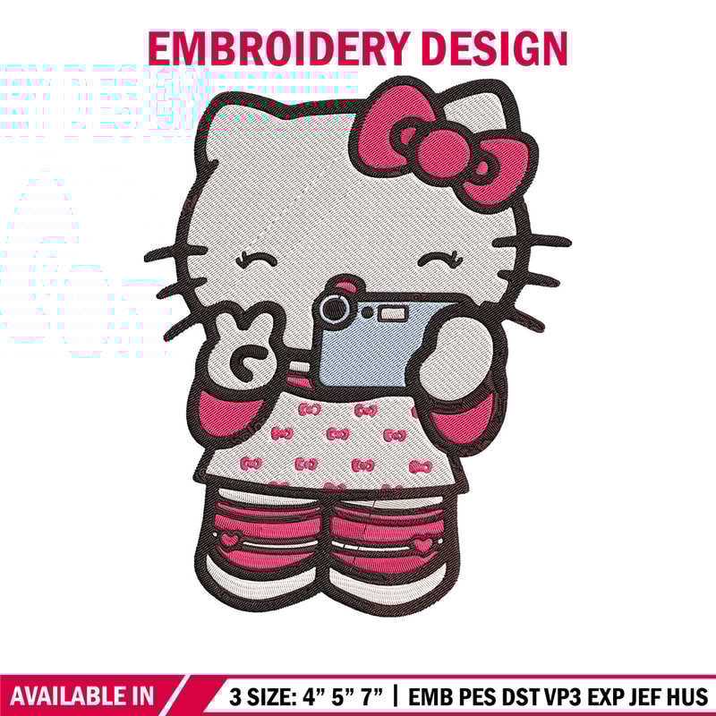 Hello kitty selfie Embroidery Design, Hello kitty Embroidery, Embroidery File, Anime Embroidery, Digital download.jpg