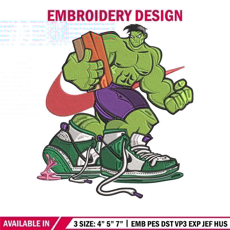 Hulk x nike Embroidery Design, Marvel Embroidery, Embroidery File, Nike Embroidery, Anime shirt, Digital download.jpg