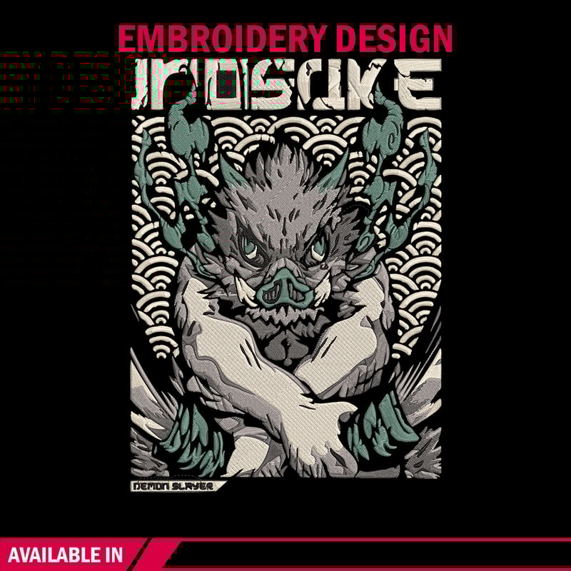 Inosuke poster Embroidery Design, Demon slayer Embroidery, Embroidery File, Anime Embroidery,Digital download..jpg