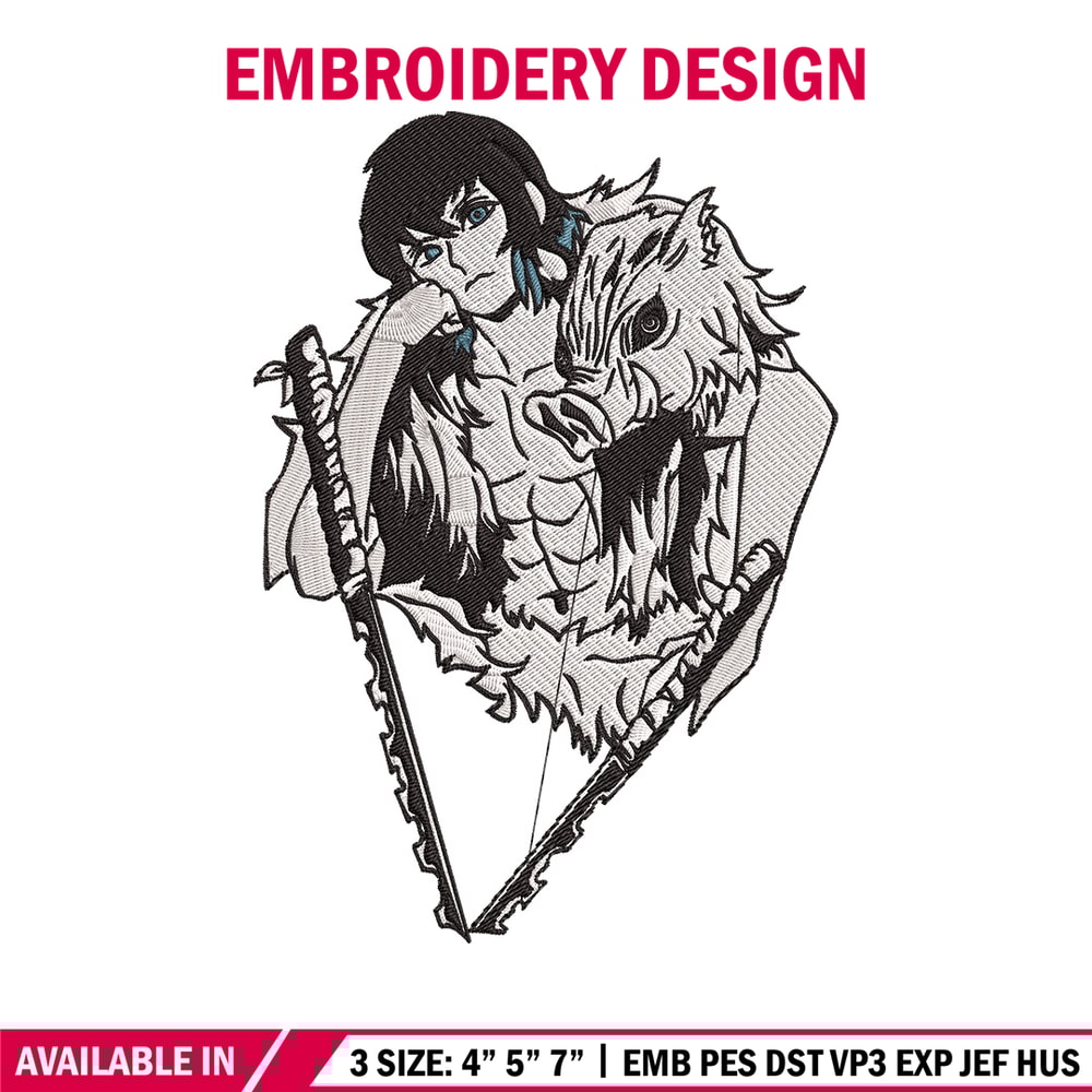 Inosuke poster Embroidery Design,Demon slayer Embroidery,Embroidery File,Anime Embroidery,Anime shirt, Digital download..jpg