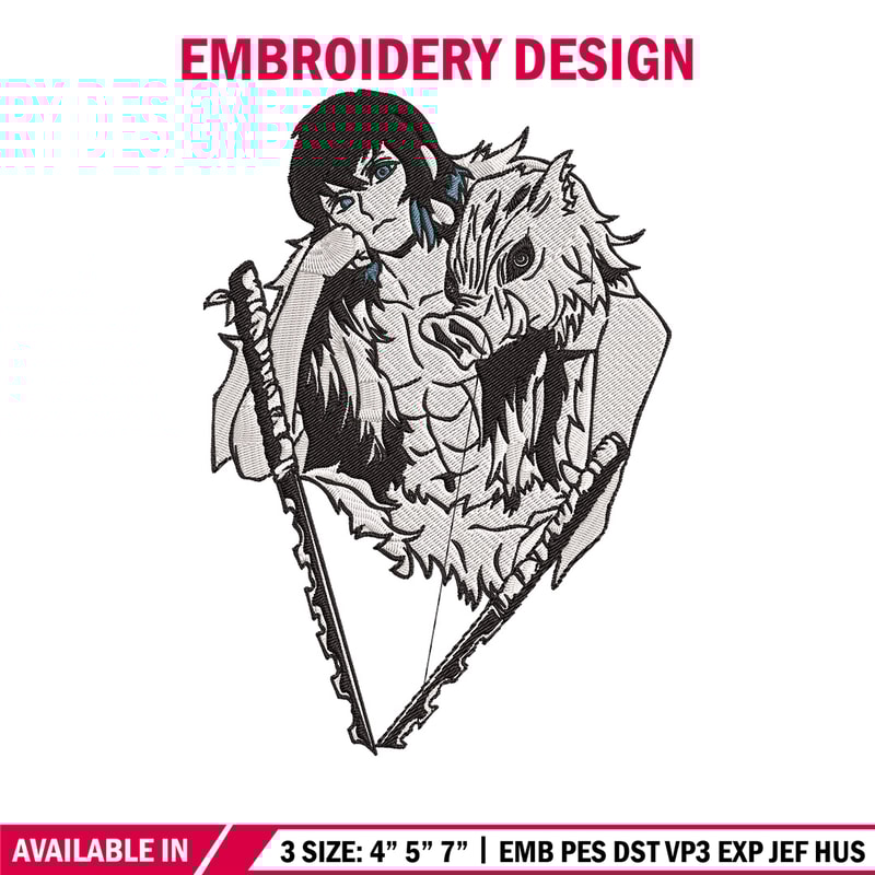 Inosuke poster Embroidery Design,Demon slayer Embroidery,Embroidery File,Anime Embroidery,Anime shirt, Digital download..jpg