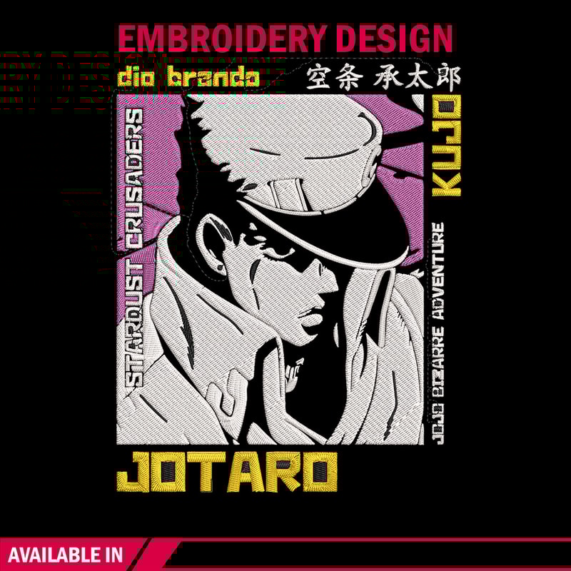 Jotaro poster Embroidery Design, Jojo Embroidery, Embroidery File, Anime Embroidery, Anime shirt, Digital download.jpg