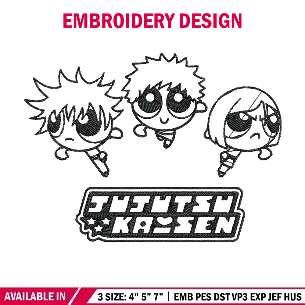 Jujutsu chibi Embroidery Design, Jujutsu Embroidery, Embroidery File, Nike Embroidery, Anime shirt, Digital download.jpg