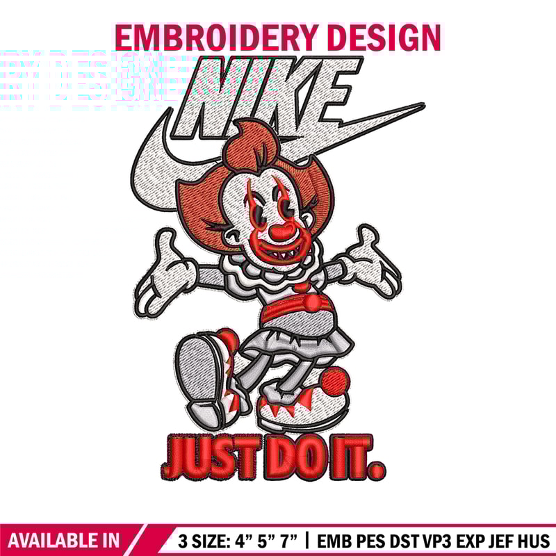Just Do It Pennywise Embroidery design, Cartoon Embroidery, Nike design, Embroidery file, Nike logo. Instant download..jpg